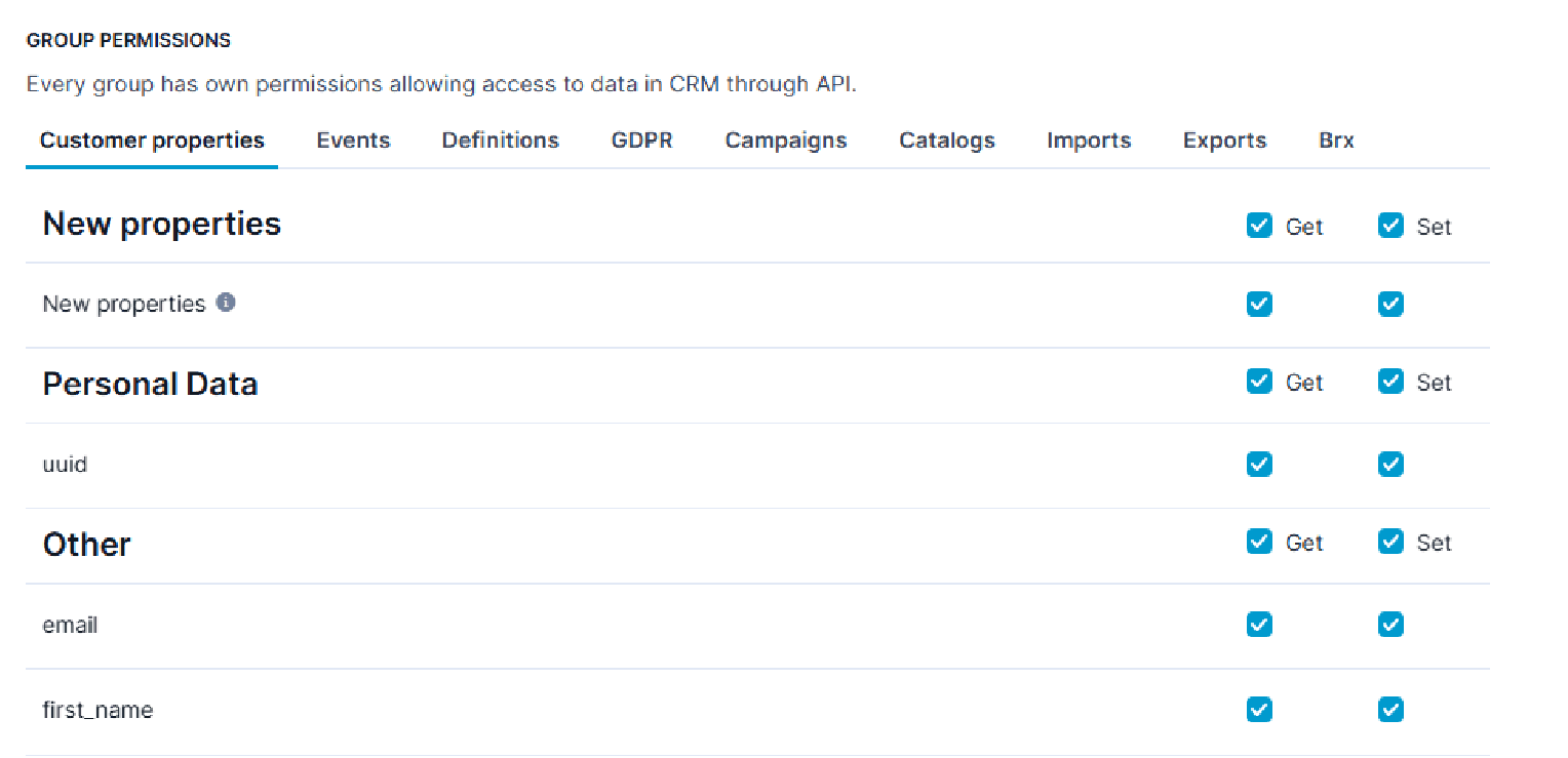 Bloomreach settings screenshot
